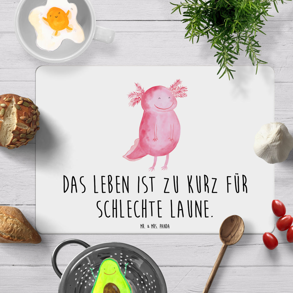 Tischset Axolotl glücklich Tischset, Tischuntersetzer, Platzset, Tischsets abwaschbar, Tischunterlage, Axolotl, Molch, Axolot, Schwanzlurch, Lurch, Lurche, Motivation, gute Laune