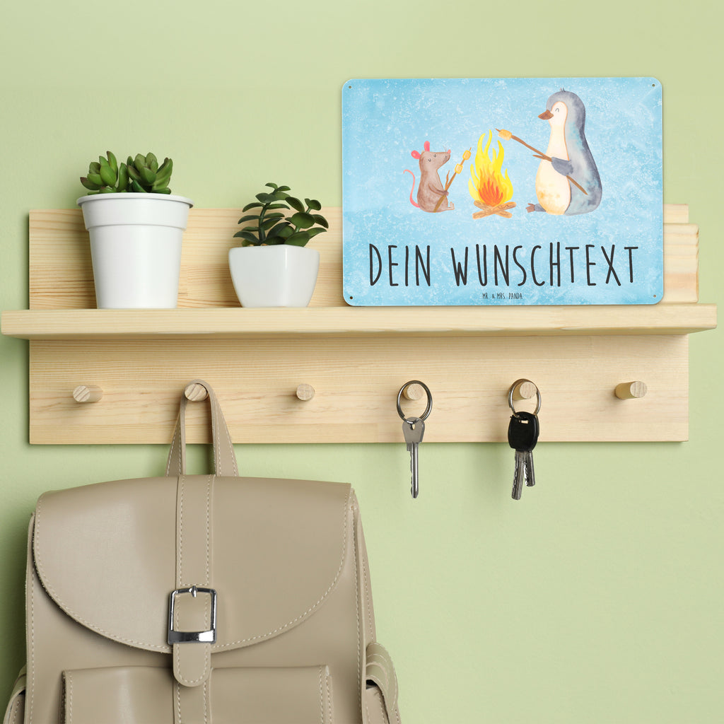 Personalisiertes Blechschild Pinguin Lagerfeuer Blechschild, Metallschild, Geschenk Schild, Schild, Magnet-Metall-Schild, Deko Schild, Wandschild, Wand-Dekoration, Türschild, Pinguin, Maus, Pinguine, Lagerfeuer, Leben, Arbeit, Job, Motivation, Büro, Büroalltag, Lebensspruch, Lebensmotivation, Neustart, Liebe, grillen, Feuer, Marshmallows