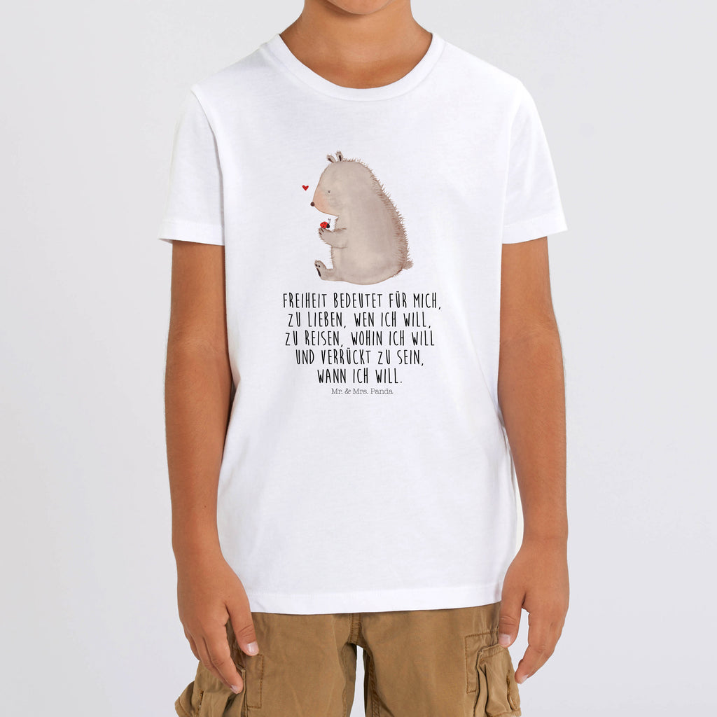 Organic Kinder T-Shirt Bär Marienkäfer Kinder T-Shirt, Kinder T-Shirt Mädchen, Kinder T-Shirt Jungen, Bär, Teddy, Teddybär, Marienkäfer, Liebe, Freiheit, Motivation, Das Leben ist schön