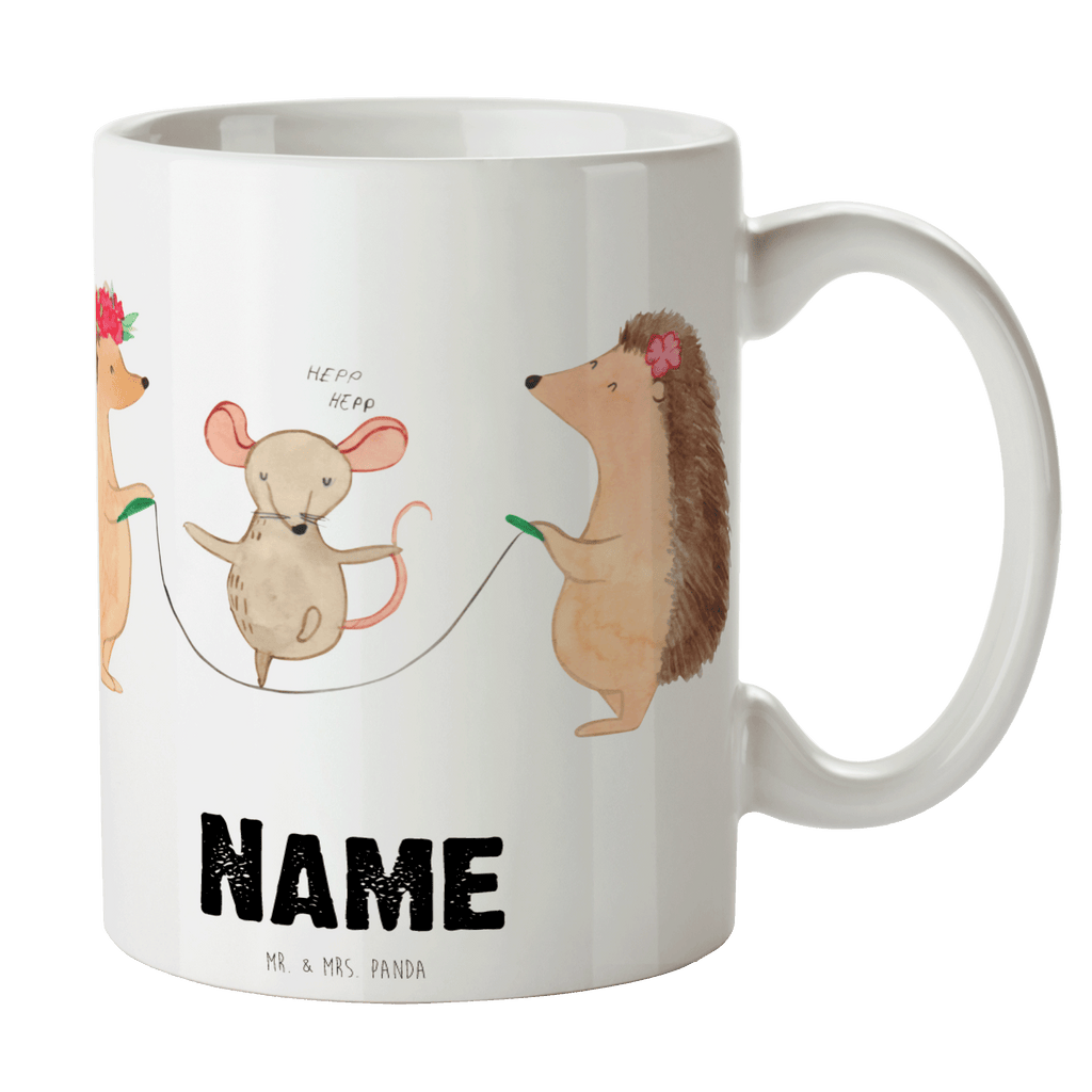 Personalisierte Tasse Igel Seilhüpfen Personalisierte Tasse, Namenstasse, Wunschname, Personalisiert, Tasse, Namen, Drucken, Tasse mit Namen, Tiermotive, Gute Laune, lustige Sprüche, Tiere, Igel, Maus, Seilspringen, Seilhüpfen, Kinder, Kindergarten