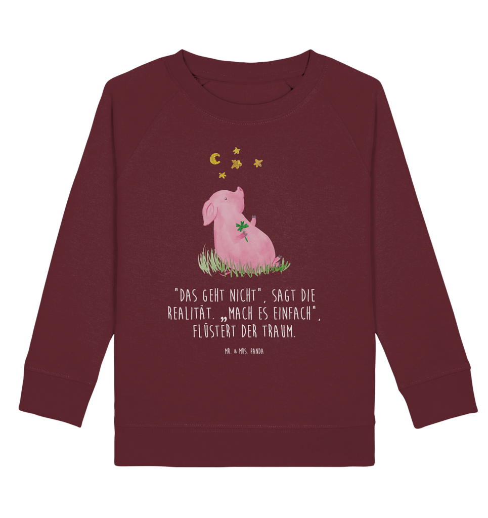 Organic Kinder Pullover Glücksschwein Kinder Pullover, Kinder Sweatshirt, Jungen, Mädchen, Tiermotive, Gute Laune, lustige Sprüche, Tiere, Glücksschwein. Glück, Schwein, Schweinchen, Sterne, Sernchen, Ziele, Träume, Motivation, Glücksbringer