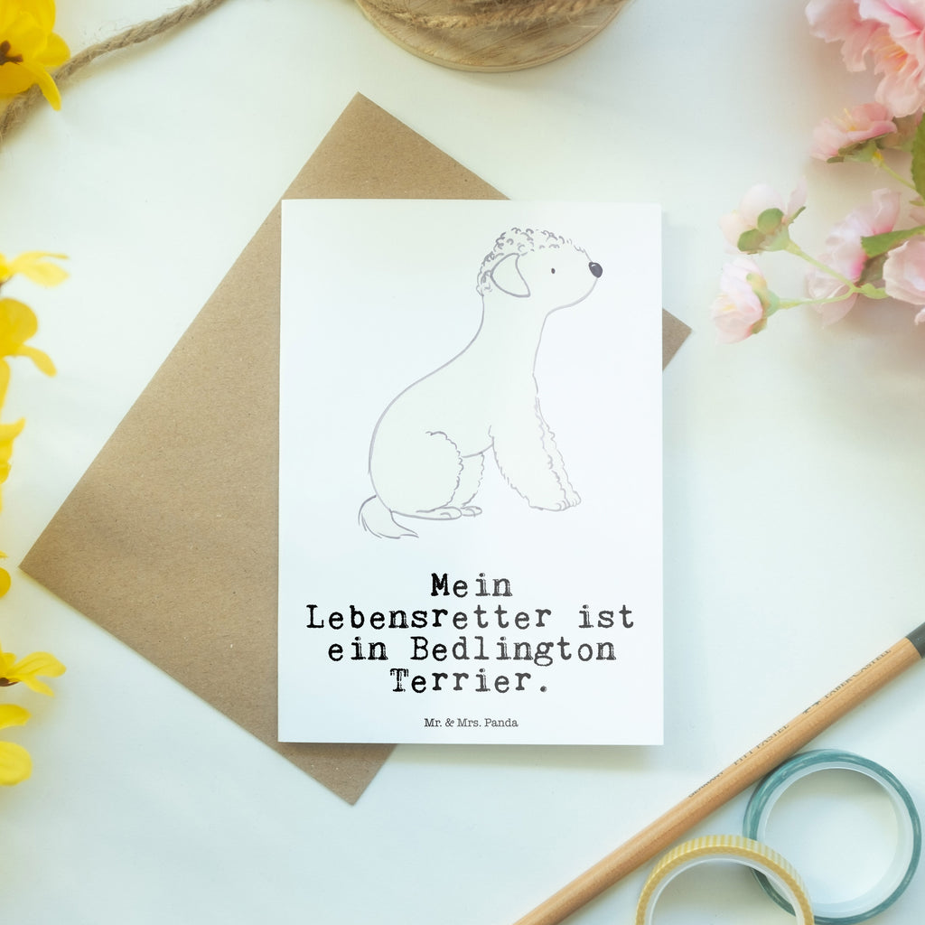 Grußkarte Bedlington Terrier Lebensretter Grußkarte, Klappkarte, Einladungskarte, Glückwunschkarte, Hochzeitskarte, Geburtstagskarte, Karte, Ansichtskarten, Hund, Hunderasse, Rassehund, Hundebesitzer, Geschenk, Tierfreund, Schenken, Welpe, Bedlington Terrier, Terrier