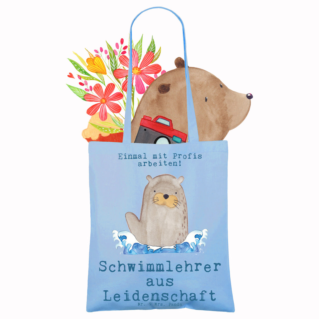 Tragetasche Schwimmlehrer aus Leidenschaft Beuteltasche, Beutel, Einkaufstasche, Jutebeutel, Stoffbeutel, Tasche, Shopper, Umhängetasche, Strandtasche, Schultertasche, Stofftasche, Tragetasche, Badetasche, Jutetasche, Einkaufstüte, Laptoptasche, Beruf, Ausbildung, Jubiläum, Abschied, Rente, Kollege, Kollegin, Geschenk, Schenken, Arbeitskollege, Mitarbeiter, Firma, Danke, Dankeschön, Schwimmlehrer, Schwimmbad, Schwimmschule, Schwimmverein, Schwimmkurs