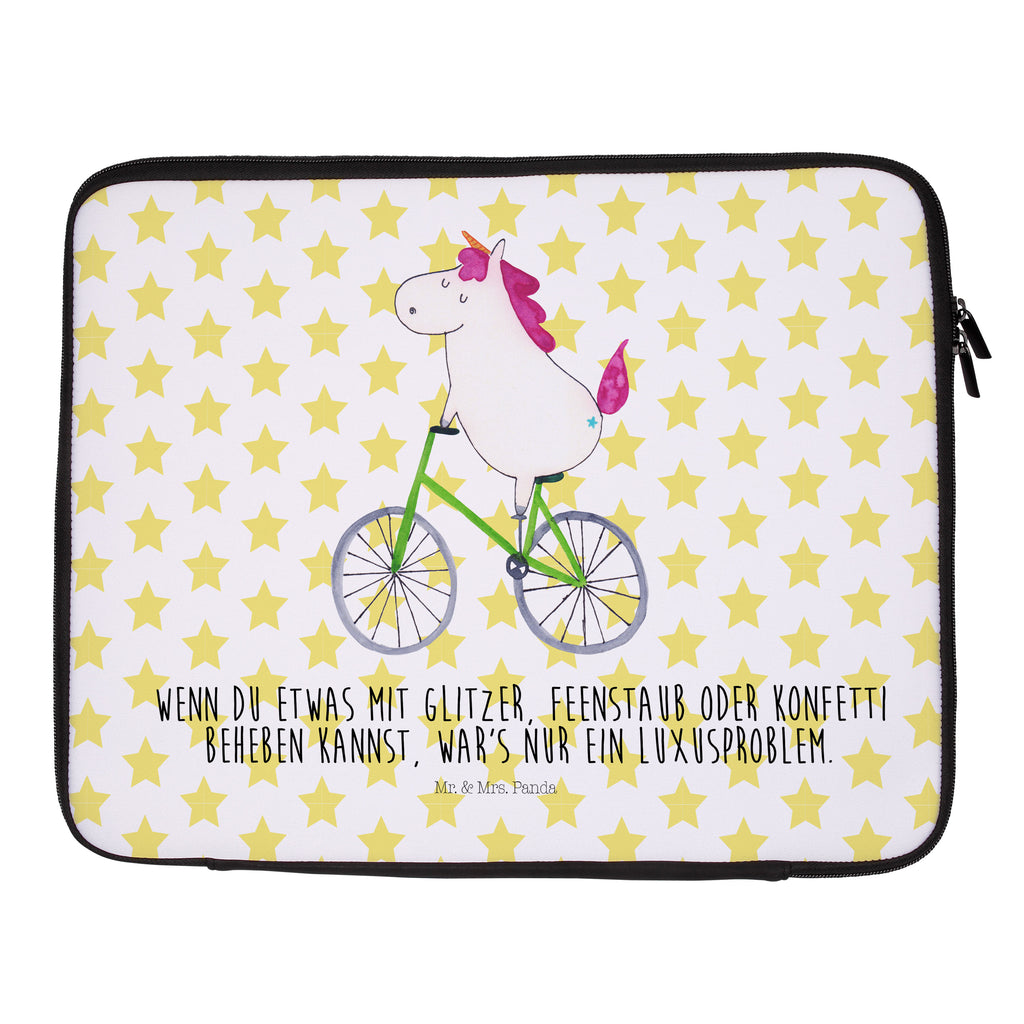 Notebook Tasche Einhorn Radfahrer Notebook Tasche, Laptop, Computertasche, Tasche, Notebook-Tasche, Notebook-Reisehülle, Notebook Schutz, Einhorn, Einhörner, Einhorn Deko, Pegasus, Unicorn, Radfahren, Radfahrer, Rad, Bike, Feenstaub, Konfetti, Luxusproblem, Kummer, Liebeskummer