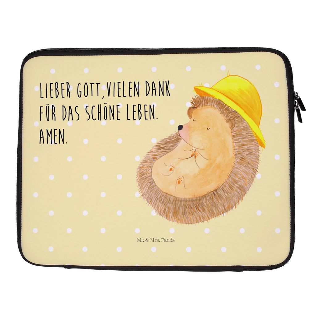 Notebook Tasche Igel Beten Notebook Tasche, Laptop, Computertasche, Tasche, Notebook-Tasche, Notebook-Reisehülle, Notebook Schutz, Tiermotive, Gute Laune, lustige Sprüche, Tiere, Igel, Igel mit Hut, Sonnenhut, Gott, Amen, beten, Leben, Dankbarkeit, Dankbar sein, dankbar, genießen