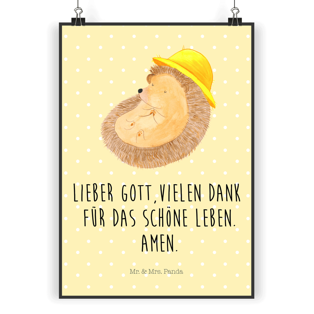 Poster Igel Beten Poster, Wandposter, Bild, Wanddeko, Küchenposter, Kinderposter, Wanddeko Bild, Raumdekoration, Wanddekoration, Handgemaltes Poster, Mr. & Mrs. Panda Poster, Designposter, Kunstdruck, Posterdruck, Tiermotive, Gute Laune, lustige Sprüche, Tiere, Igel, Igel mit Hut, Sonnenhut, Gott, Amen, beten, Leben, Dankbarkeit, Dankbar sein, dankbar, genießen