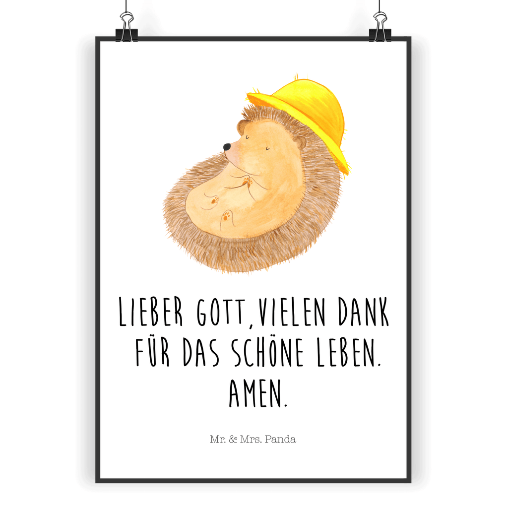 Poster Igel Beten Poster, Wandposter, Bild, Wanddeko, Küchenposter, Kinderposter, Wanddeko Bild, Raumdekoration, Wanddekoration, Handgemaltes Poster, Mr. & Mrs. Panda Poster, Designposter, Kunstdruck, Posterdruck, Tiermotive, Gute Laune, lustige Sprüche, Tiere, Igel, Igel mit Hut, Sonnenhut, Gott, Amen, beten, Leben, Dankbarkeit, Dankbar sein, dankbar, genießen