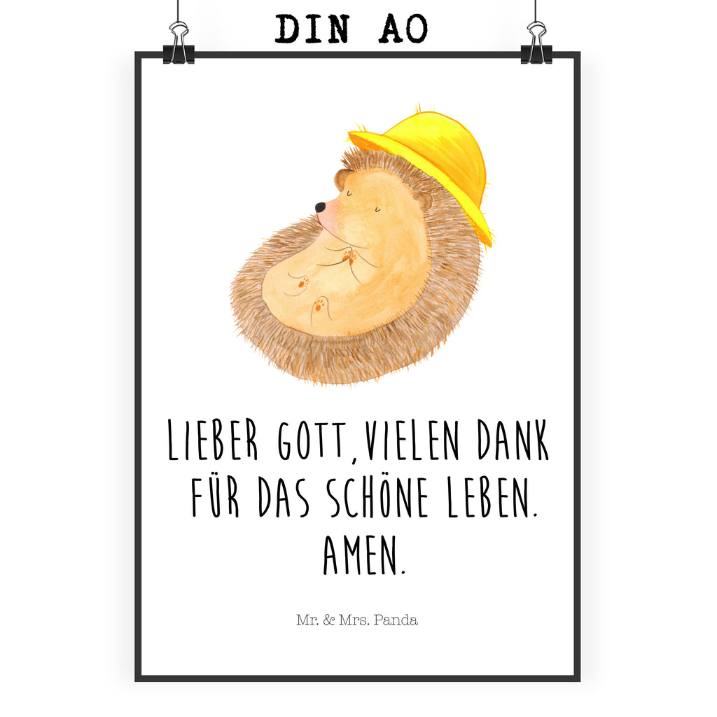 Poster Igel Beten Poster, Wandposter, Bild, Wanddeko, Küchenposter, Kinderposter, Wanddeko Bild, Raumdekoration, Wanddekoration, Handgemaltes Poster, Mr. & Mrs. Panda Poster, Designposter, Kunstdruck, Posterdruck, Tiermotive, Gute Laune, lustige Sprüche, Tiere, Igel, Igel mit Hut, Sonnenhut, Gott, Amen, beten, Leben, Dankbarkeit, Dankbar sein, dankbar, genießen