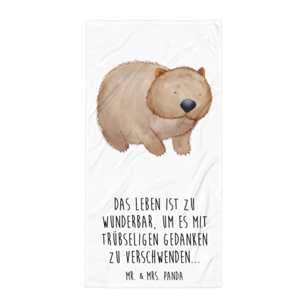 XL Badehandtuch Wombat Handtuch, Badetuch, Duschtuch, Strandtuch, Saunatuch, Tiermotive, Gute Laune, lustige Sprüche, Tiere, Wombat, Das Leben ist schön, Motivation, Spruch, Australien