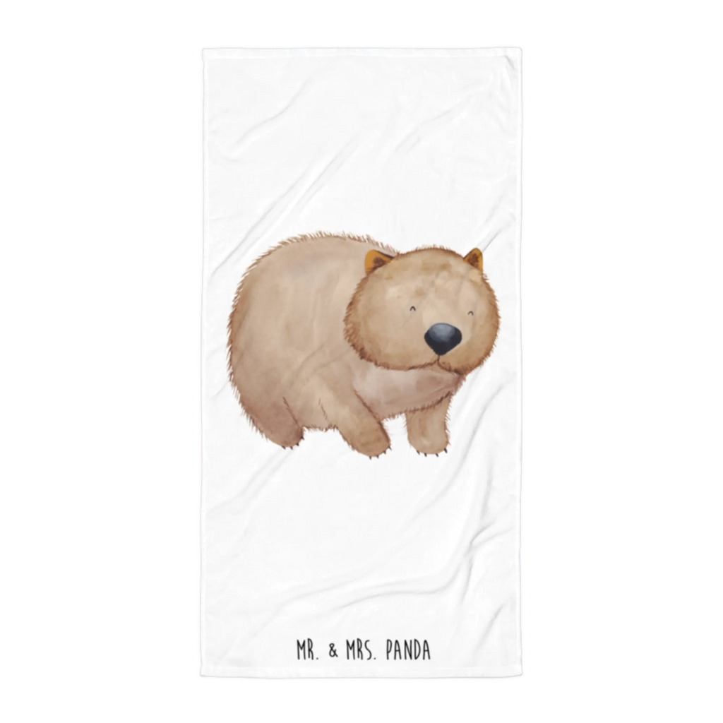 XL Badehandtuch Wombat Handtuch, Badetuch, Duschtuch, Strandtuch, Saunatuch, Tiermotive, Gute Laune, lustige Sprüche, Tiere, Wombat, Das Leben ist schön, Motivation, Spruch, Australien