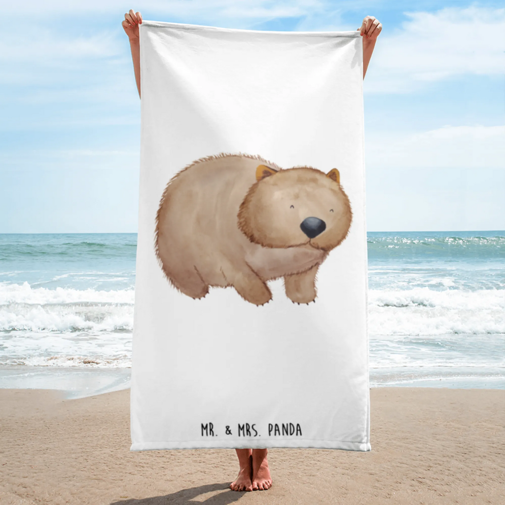 XL Badehandtuch Wombat Handtuch, Badetuch, Duschtuch, Strandtuch, Saunatuch, Tiermotive, Gute Laune, lustige Sprüche, Tiere, Wombat, Das Leben ist schön, Motivation, Spruch, Australien