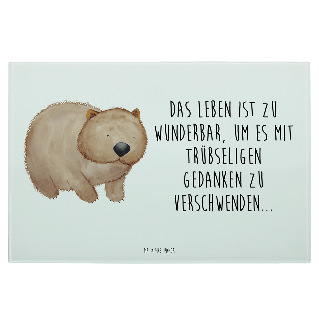 Glasschneidebrett Wombat Glasschneidebrett, Schneidebrett, Tiermotive, Gute Laune, lustige Sprüche, Tiere, Wombat, Das Leben ist schön, Motivation, Spruch, Australien