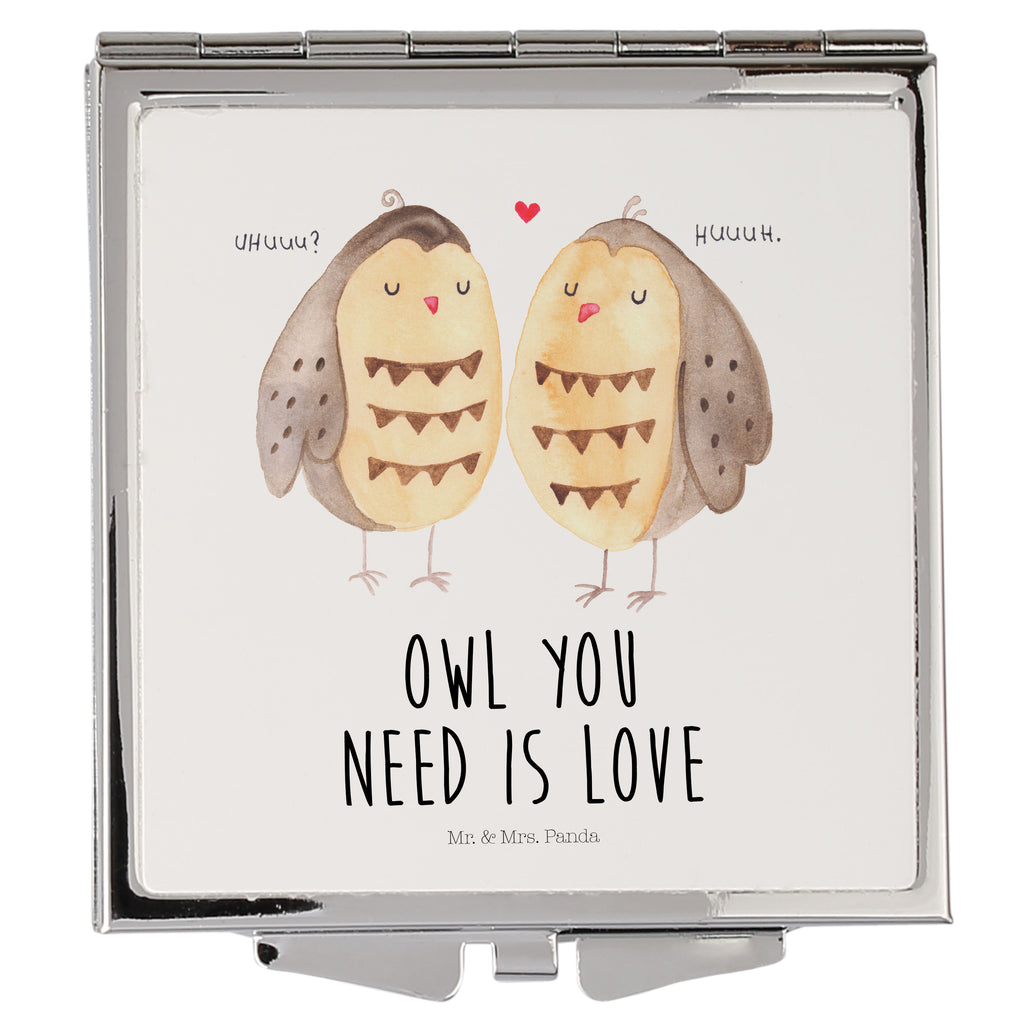 Handtaschenspiegel quadratisch Eulen Liebe Spiegel, Handtasche, Quadrat, silber, schminken, Schminkspiegel, Eule, Eule Deko, Liebe, Hochzeit Spruch, Owl, All you need is love, Liebe Spruch, Freundin Geschenk, Freund, Wortspiel lustig