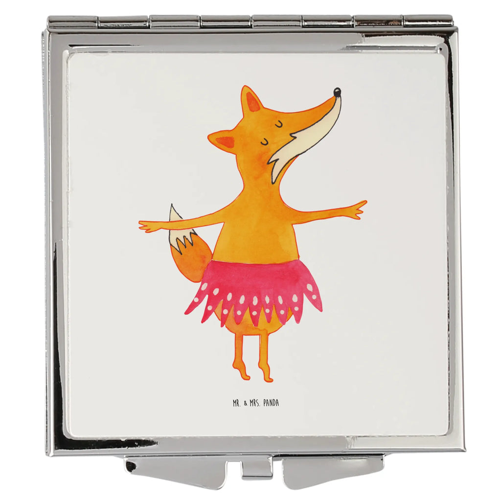 Handtaschenspiegel quadratisch Fuchs Ballerina Spiegel, Handtasche, Quadrat, silber, schminken, Schminkspiegel, Fuchs, Fuchs Spruch, Füchse, Füchsin, Ballerina, Ballett, Tänzerin, Tanzen, Party, Einladung, Geburtstag