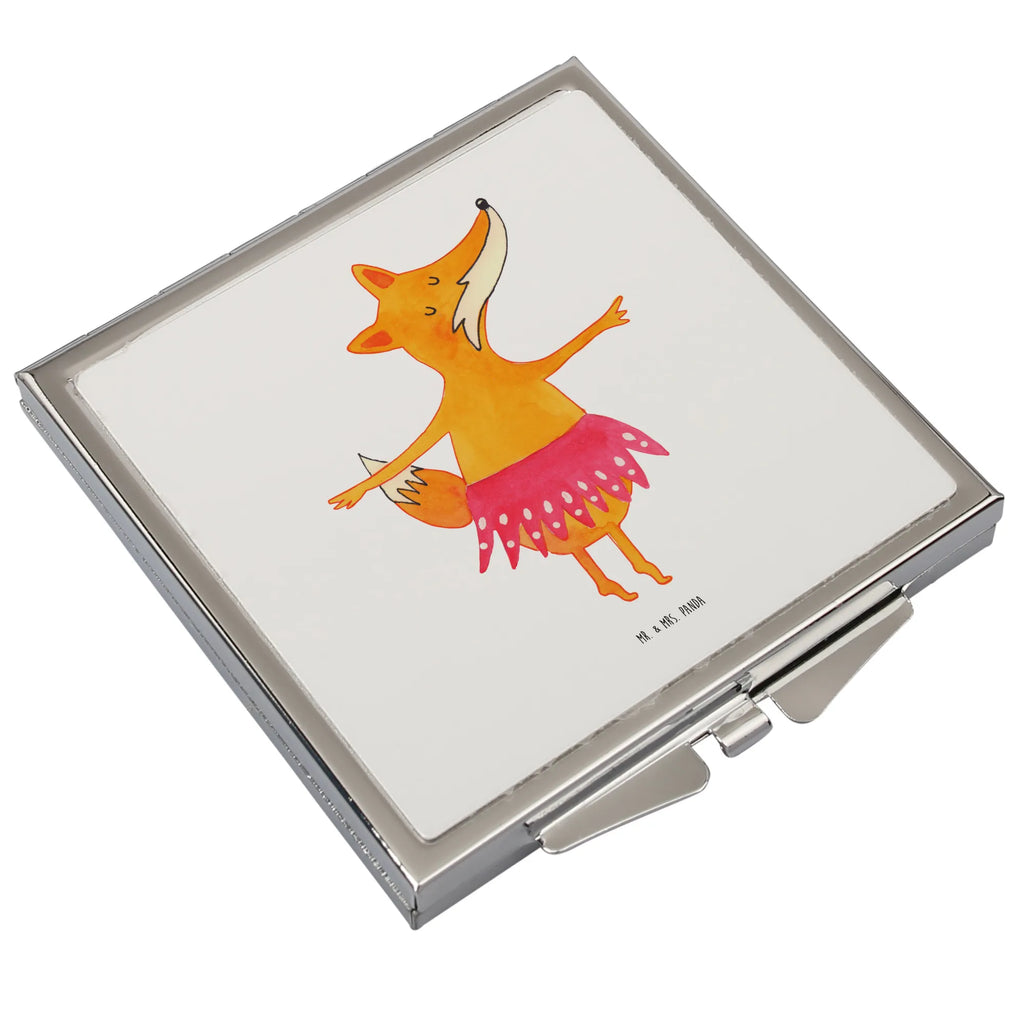 Handtaschenspiegel quadratisch Fuchs Ballerina Spiegel, Handtasche, Quadrat, silber, schminken, Schminkspiegel, Fuchs, Fuchs Spruch, Füchse, Füchsin, Ballerina, Ballett, Tänzerin, Tanzen, Party, Einladung, Geburtstag