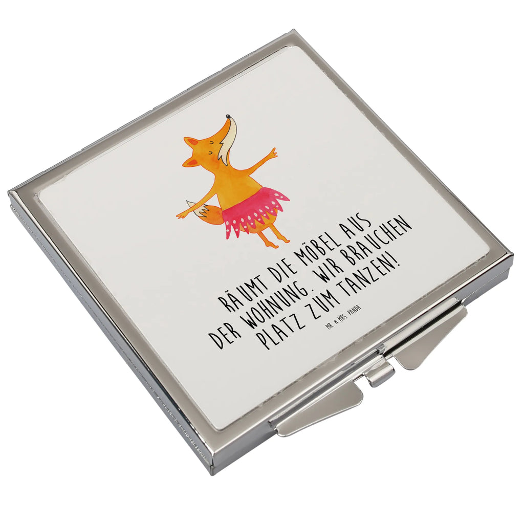 Handtaschenspiegel quadratisch Fuchs Ballerina Spiegel, Handtasche, Quadrat, silber, schminken, Schminkspiegel, Fuchs, Fuchs Spruch, Füchse, Füchsin, Ballerina, Ballett, Tänzerin, Tanzen, Party, Einladung, Geburtstag