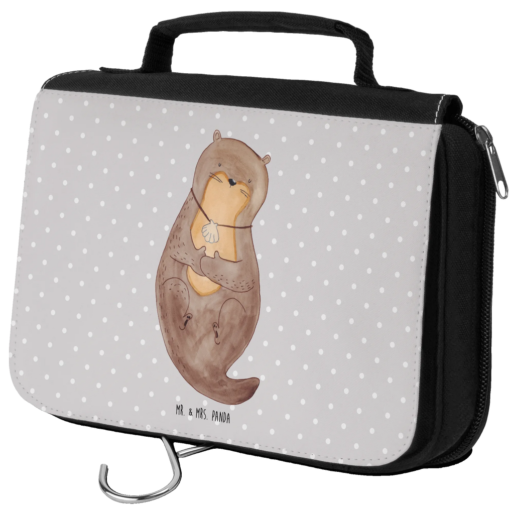 Kulturbeutel Otter Muschel Kulturbeutel, Zum Aufhängen, Waschtasche, Kosmetiktasche, Damen, Herren, Aufbewahrungstasche, Schminktasche, Kosmetikbeutel, Organizer, Kulturtasche, Schminkutensil, Otter, Fischotter, Seeotter, Otterliebe, grübeln, träumen, Motivation, Tagträumen, Büro