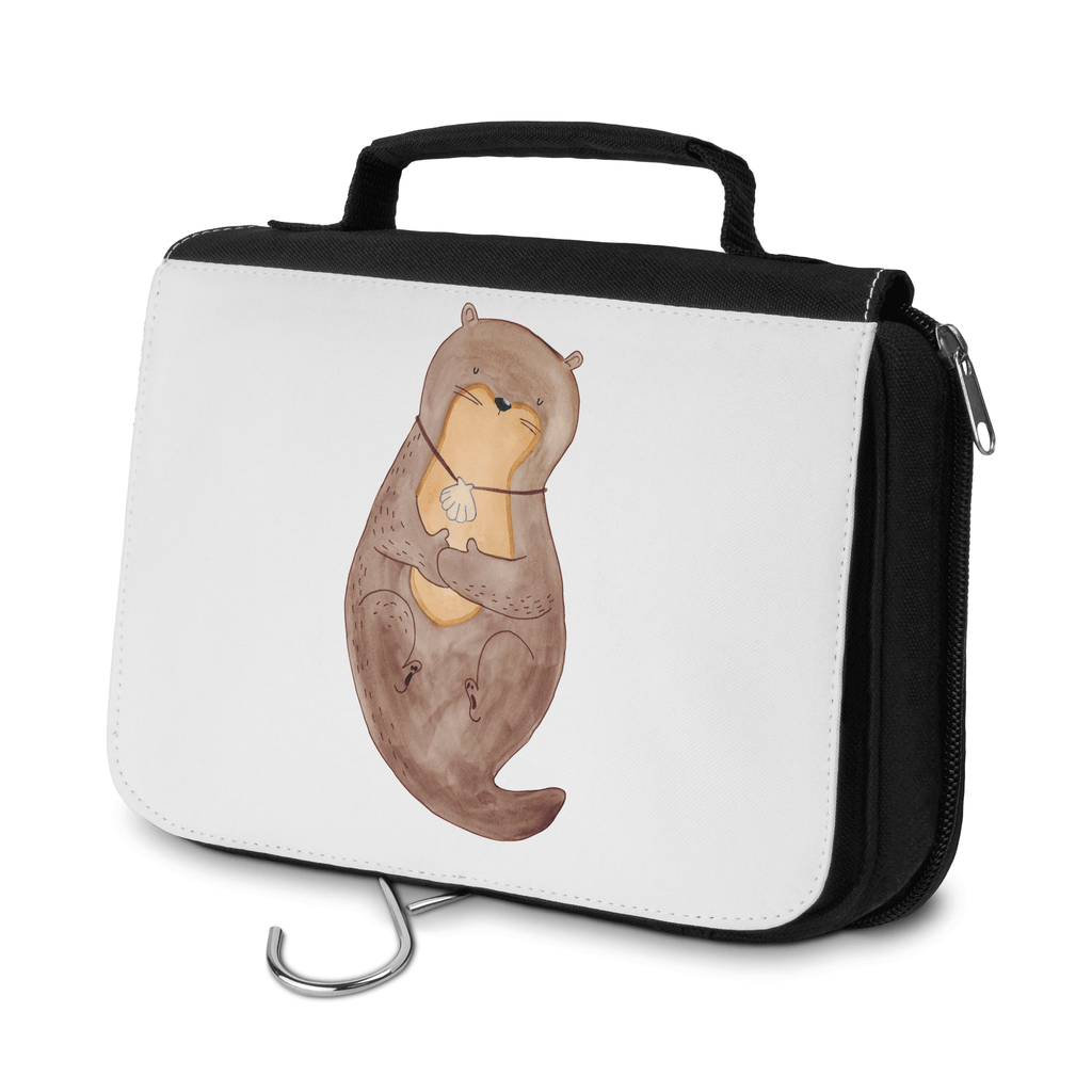 Kulturbeutel Otter Muschel Kulturbeutel, Zum Aufhängen, Waschtasche, Kosmetiktasche, Damen, Herren, Aufbewahrungstasche, Schminktasche, Kosmetikbeutel, Organizer, Kulturtasche, Schminkutensil, Otter, Fischotter, Seeotter, Otterliebe, grübeln, träumen, Motivation, Tagträumen, Büro