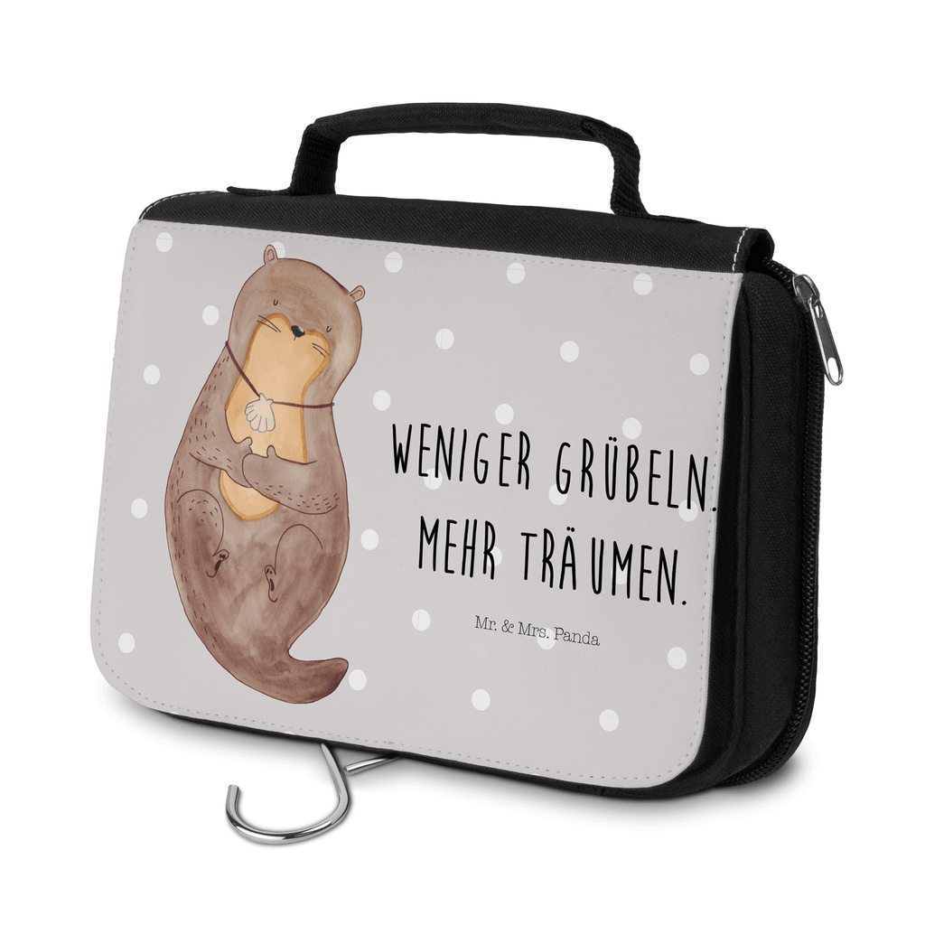 Kulturbeutel Otter Muschel Kulturbeutel, Zum Aufhängen, Waschtasche, Kosmetiktasche, Damen, Herren, Aufbewahrungstasche, Schminktasche, Kosmetikbeutel, Organizer, Kulturtasche, Schminkutensil, Otter, Fischotter, Seeotter, Otterliebe, grübeln, träumen, Motivation, Tagträumen, Büro