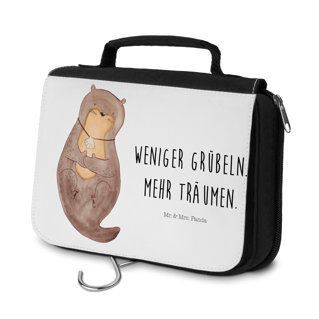 Kulturbeutel Otter Muschel Kulturbeutel, Zum Aufhängen, Waschtasche, Kosmetiktasche, Damen, Herren, Aufbewahrungstasche, Schminktasche, Kosmetikbeutel, Organizer, Kulturtasche, Schminkutensil, Otter, Fischotter, Seeotter, Otterliebe, grübeln, träumen, Motivation, Tagträumen, Büro