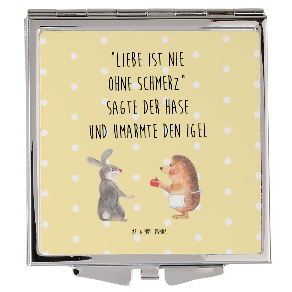 Handtaschenspiegel quadratisch Hase Igel Spiegel, Handtasche, Quadrat, silber, schminken, Schminkspiegel, Tiermotive, Gute Laune, lustige Sprüche, Tiere, Igel und Hase, Igel, Hase, Liebe Spruch, Liebeskummer Geschenk, Herzschmerz, Trösten, Trennungsschmerz, Spruch romantisch