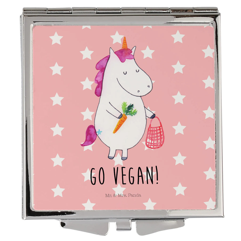 Handtaschenspiegel quadratisch Einhorn Vegan Spiegel, Handtasche, Quadrat, silber, schminken, Schminkspiegel, Einhorn, Einhörner, Einhorn Deko, Unicorn, vegan, Gesund leben, Vegetariar, Rohkost, Gesund essen, Veganismus, Veganer