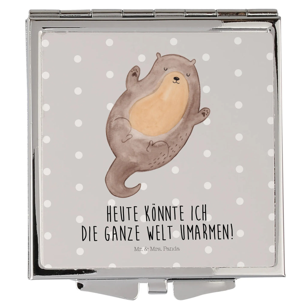 Handtaschenspiegel quadratisch Otter Umarmen Spiegel, Handtasche, Quadrat, silber, schminken, Schminkspiegel, Otter, Fischotter, Seeotter, Otter Seeotter See Otter