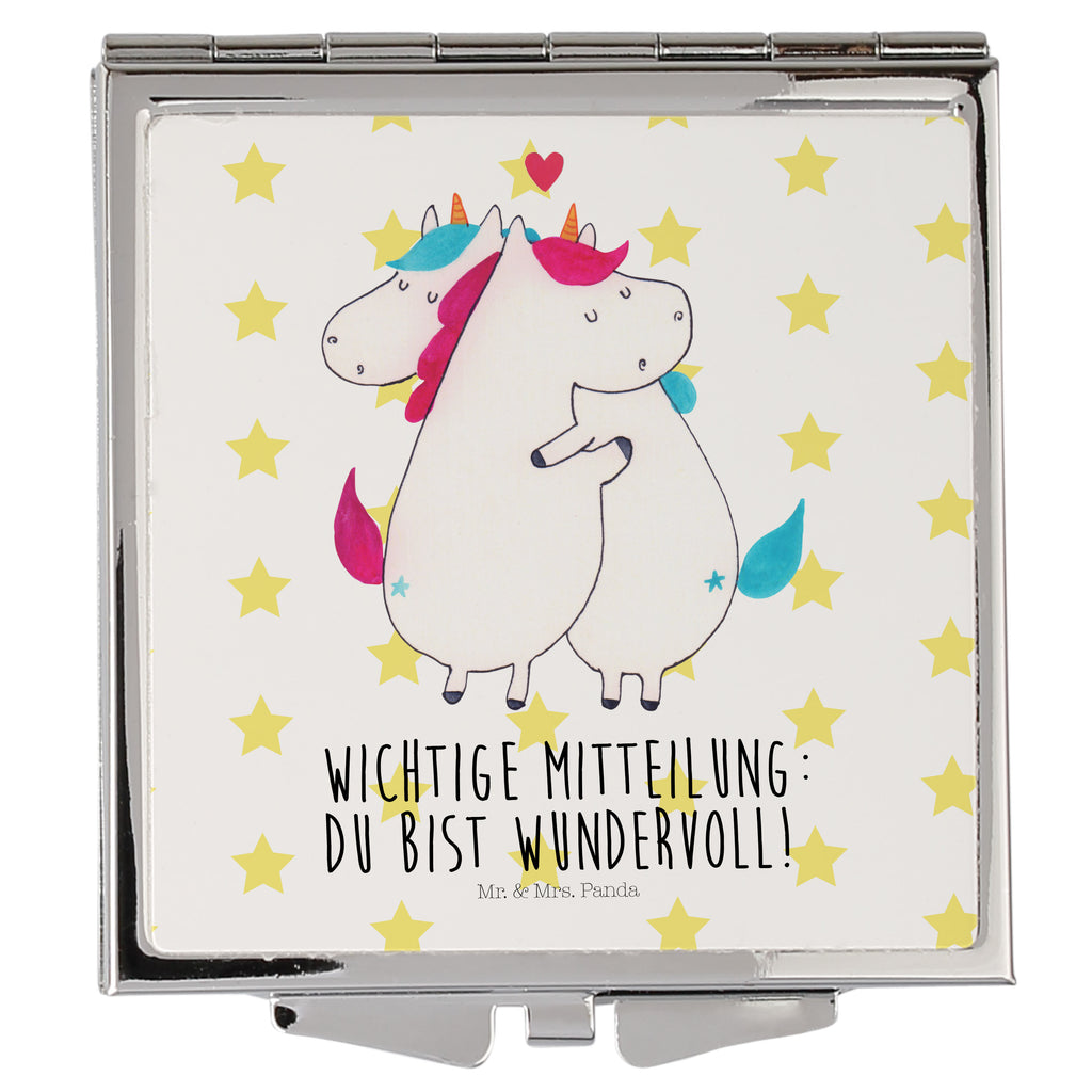 Handtaschenspiegel quadratisch Einhorn Mitteilung Spiegel, Handtasche, Quadrat, silber, schminken, Schminkspiegel, Einhorn, Einhörner, Einhorn Deko, Pegasus, Unicorn, Valentinstag, Valentine, Liebe, Geschenk, Partner, Ehe, lustig, witzig, Spruch