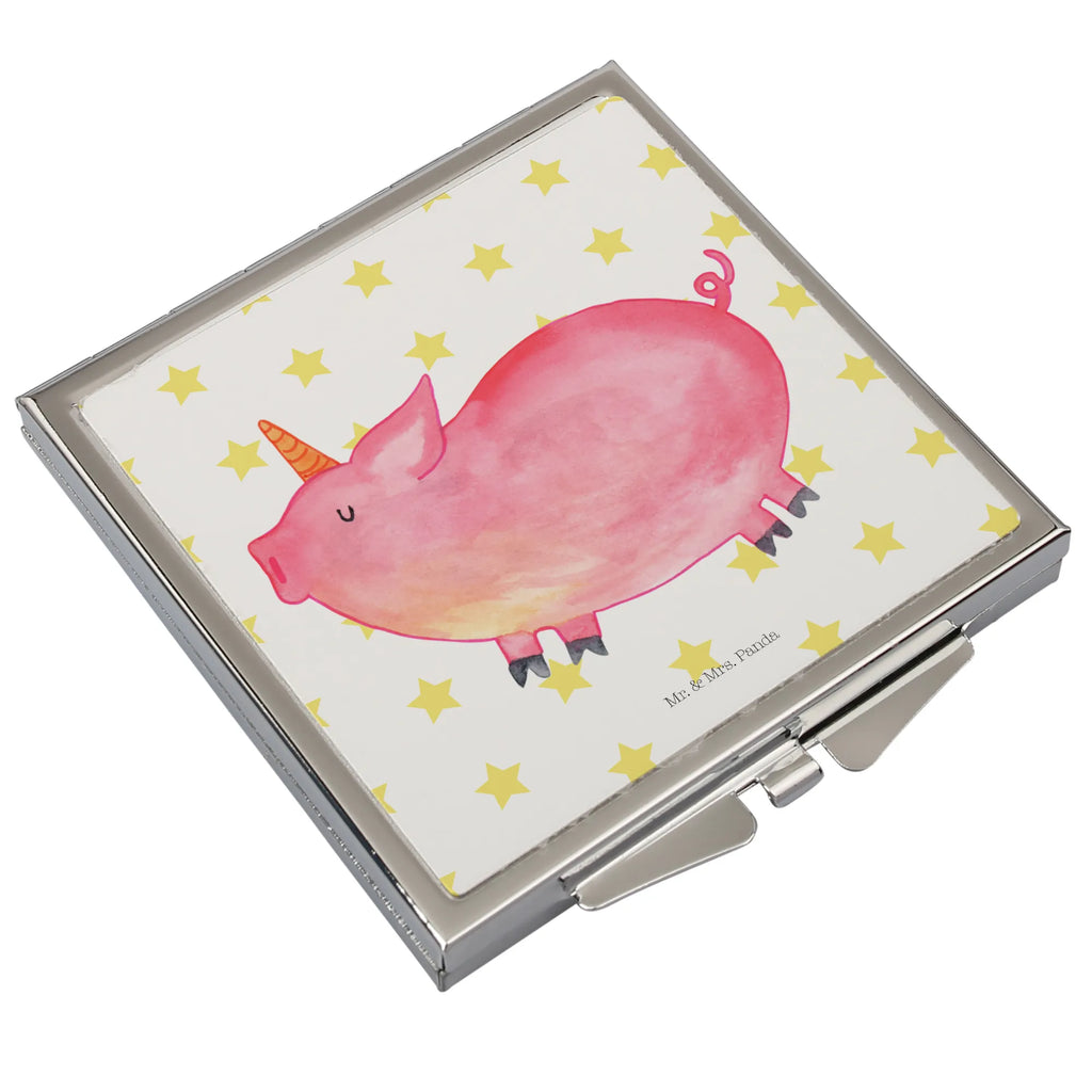 Handtaschenspiegel quadratisch Einhorn Schwein Spiegel, Handtasche, Quadrat, silber, schminken, Schminkspiegel, Einhorn, Einhörner, Einhorn Deko, Unicorn, Party, Spaß, Schwein, Schweinhorn, Bauer, witzig. lustig, Spruch, geschenk, Pig, Piggy, funny, english, englisch