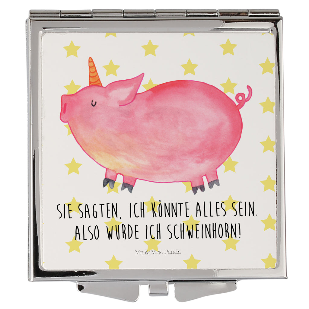 Handtaschenspiegel quadratisch Einhorn Schwein Spiegel, Handtasche, Quadrat, silber, schminken, Schminkspiegel, Einhorn, Einhörner, Einhorn Deko, Pegasus, Unicorn, Party, Spaß, Schwein, Schweinhorn, Bauer, witzig. lustig, Spruch, geschenk, Pig, Piggy, funny, english, englisch