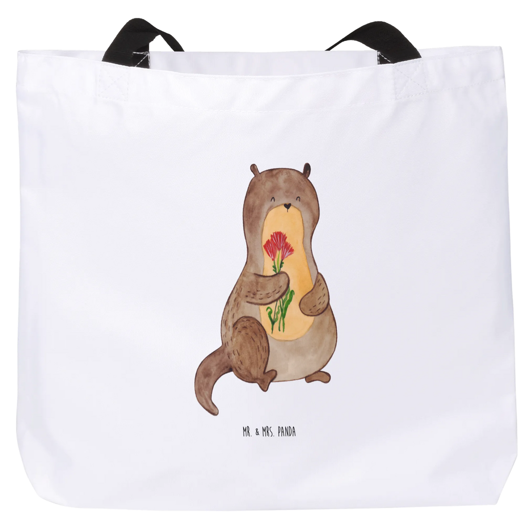 Shopper Otter Blumenstrauß Beutel, Einkaufstasche, Tasche, Strandtasche, Einkaufsbeutel, Shopper, Schultasche, Freizeittasche, Tragebeutel, Schulbeutel, Alltagstasche, Otter, Fischotter, Seeotter, Otter Seeotter See Otter