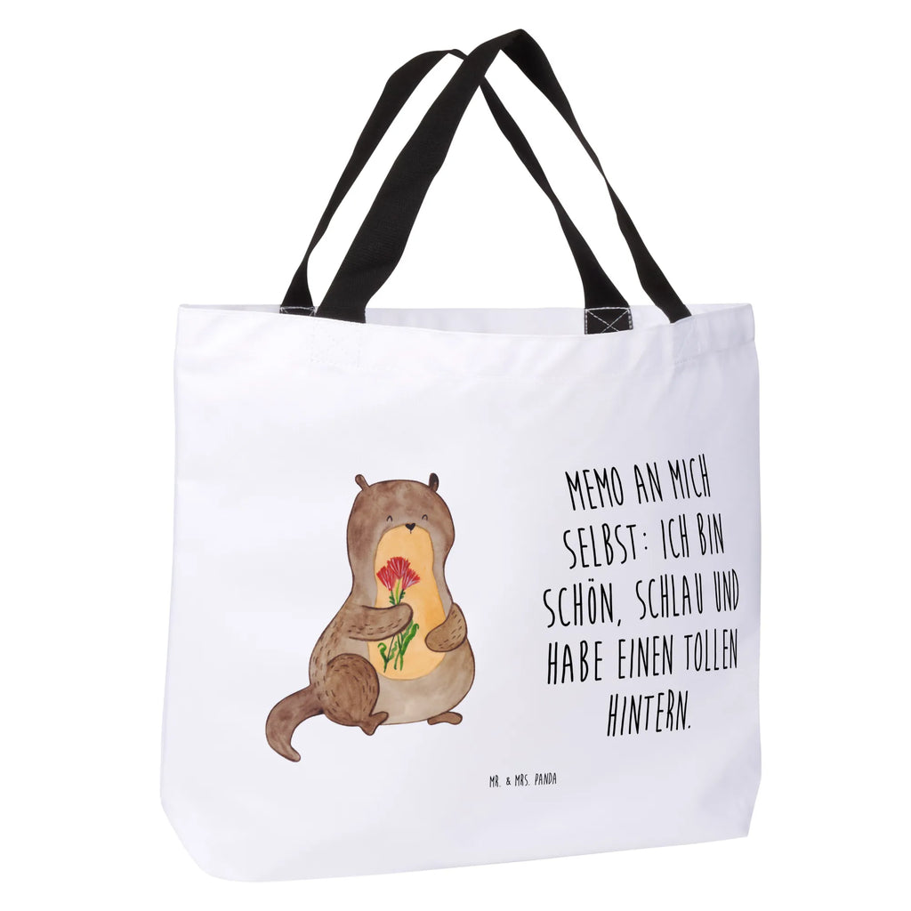 Shopper Otter Blumenstrauß Beutel, Einkaufstasche, Tasche, Strandtasche, Einkaufsbeutel, Shopper, Schultasche, Freizeittasche, Tragebeutel, Schulbeutel, Alltagstasche, Otter, Fischotter, Seeotter, Otter Seeotter See Otter