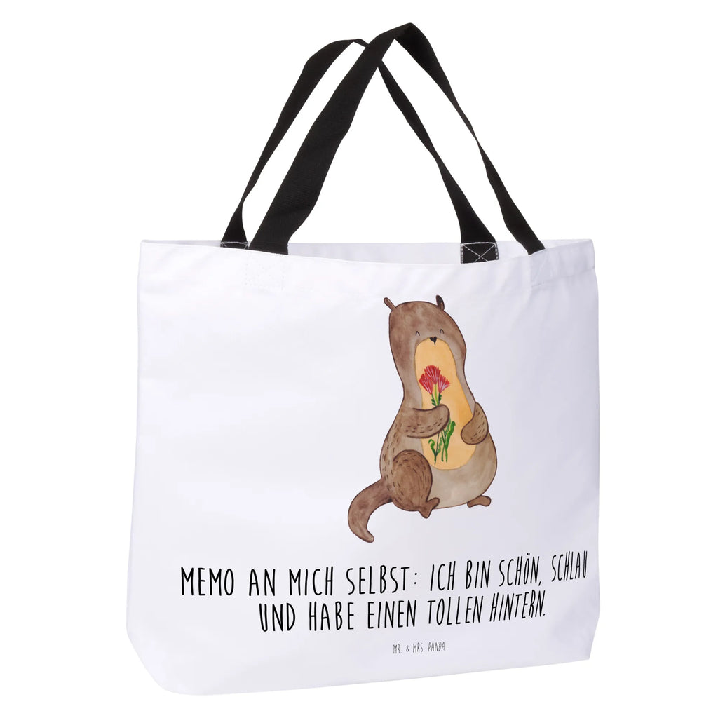 Shopper Otter Blumenstrauß Beutel, Einkaufstasche, Tasche, Strandtasche, Einkaufsbeutel, Shopper, Schultasche, Freizeittasche, Tragebeutel, Schulbeutel, Alltagstasche, Otter, Fischotter, Seeotter, Otter Seeotter See Otter