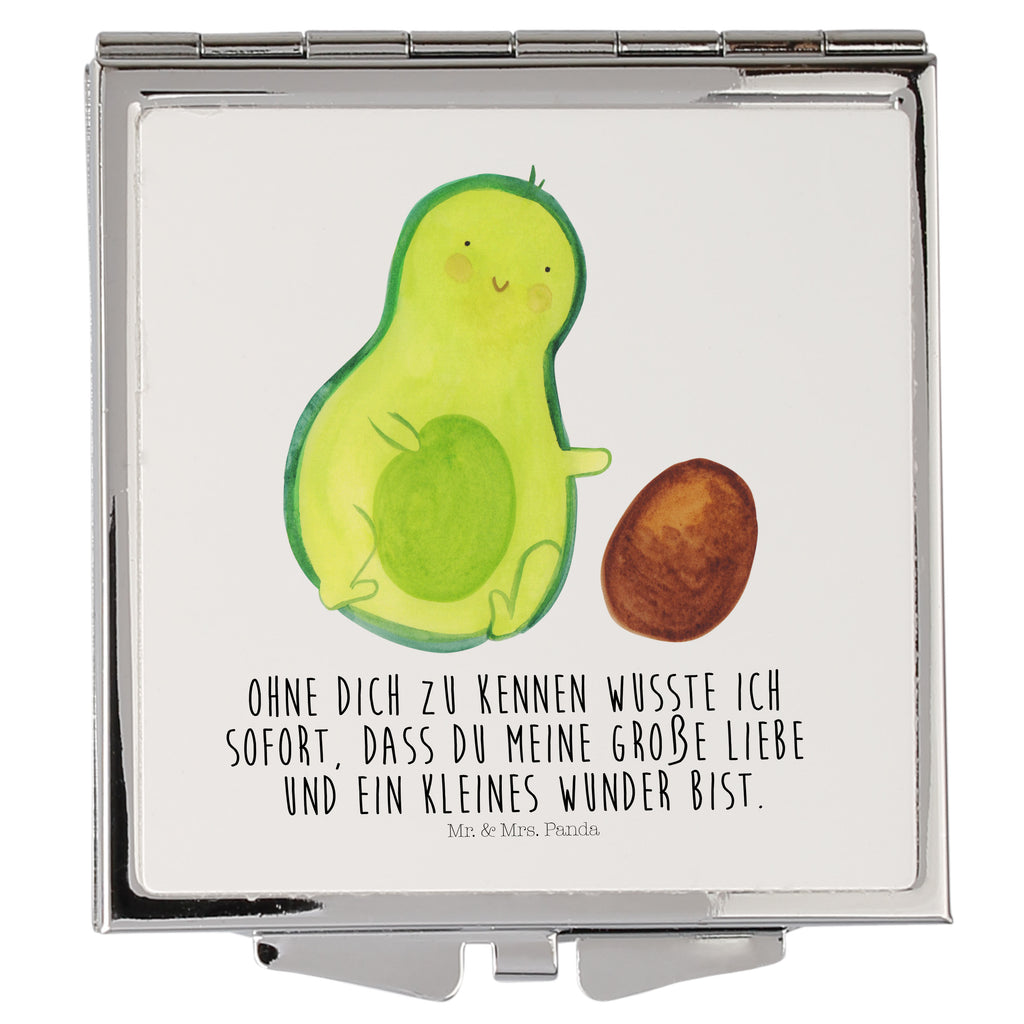 Handtaschenspiegel quadratisch Avocado Kern rollt Spiegel, Handtasche, Quadrat, silber, schminken, Schminkspiegel, Avocado, Veggie, Vegan, Gesund, Avocados, Schwanger, Geburt, Geburtstag, Säugling, Kind, erstes Kind, zur Geburt, Schwangerschaft, Babyparty, Baby, große Liebe, Liebe, Love