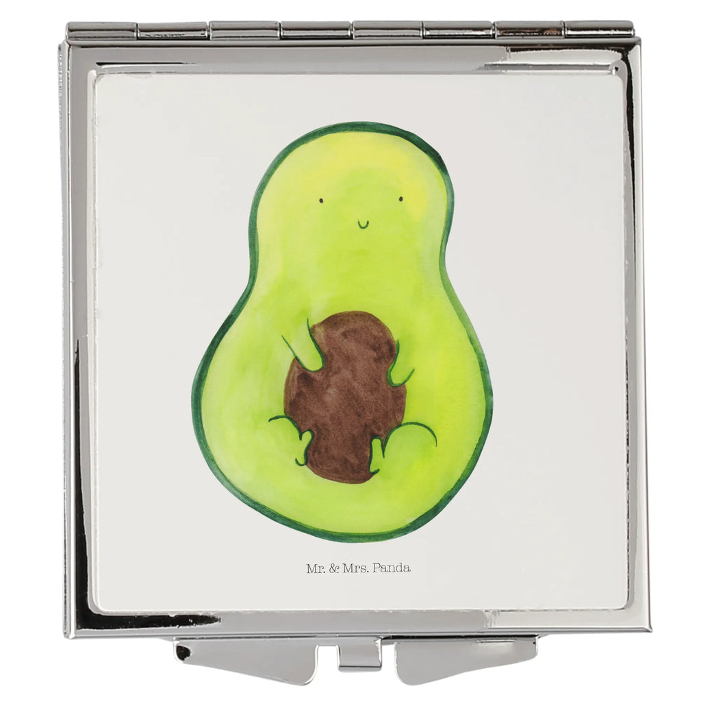 Handtaschenspiegel quadratisch Avocado Kern Spiegel, Handtasche, Quadrat, silber, schminken, Schminkspiegel, Avocado, Veggie, Vegan, Gesund, Avokado, Avocadokern, Kern, Pflanze, Spruch Leben