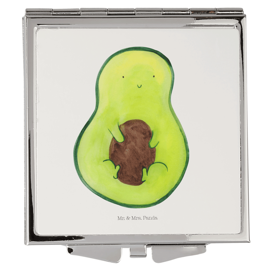 Handtaschenspiegel quadratisch Avocado Kern Spiegel, Handtasche, Quadrat, silber, schminken, Schminkspiegel, Avocado, Veggie, Vegan, Gesund, Avokado, Avocadokern, Kern, Pflanze, Spruch Leben