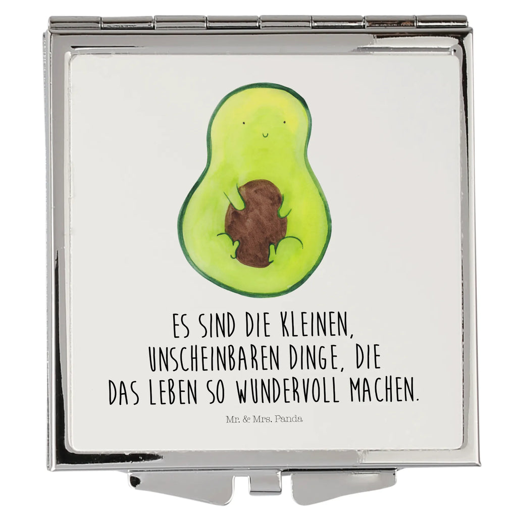 Handtaschenspiegel quadratisch Avocado Kern Spiegel, Handtasche, Quadrat, silber, schminken, Schminkspiegel, Avocado, Veggie, Vegan, Gesund, Avokado, Avocadokern, Kern, Pflanze, Spruch Leben