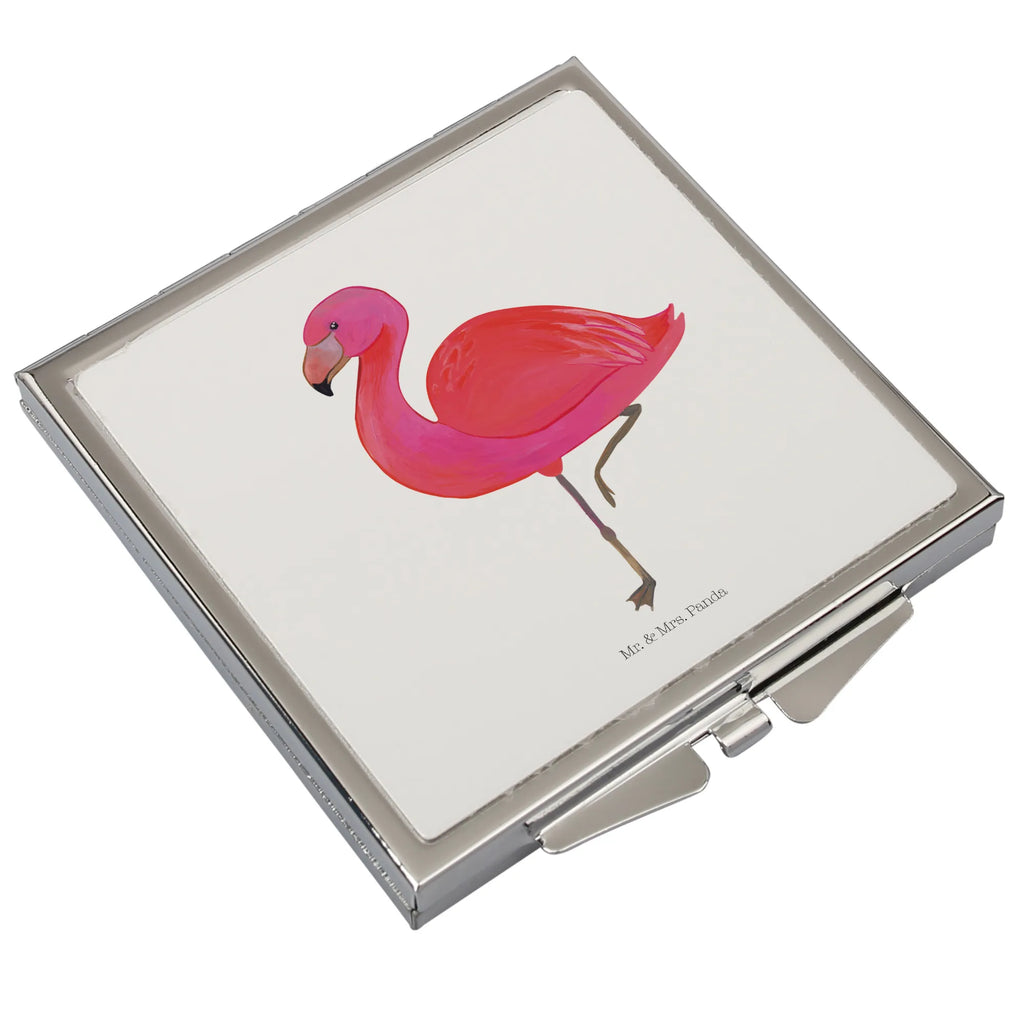 Handtaschenspiegel quadratisch Flamingo Classic Spiegel, Handtasche, Quadrat, silber, schminken, Schminkspiegel, Flamingo, Einzigartig, Selbstliebe, Stolz, ich, für mich, Spruch, Freundin, Freundinnen, Außenseiter, Sohn, Tochter, Geschwister