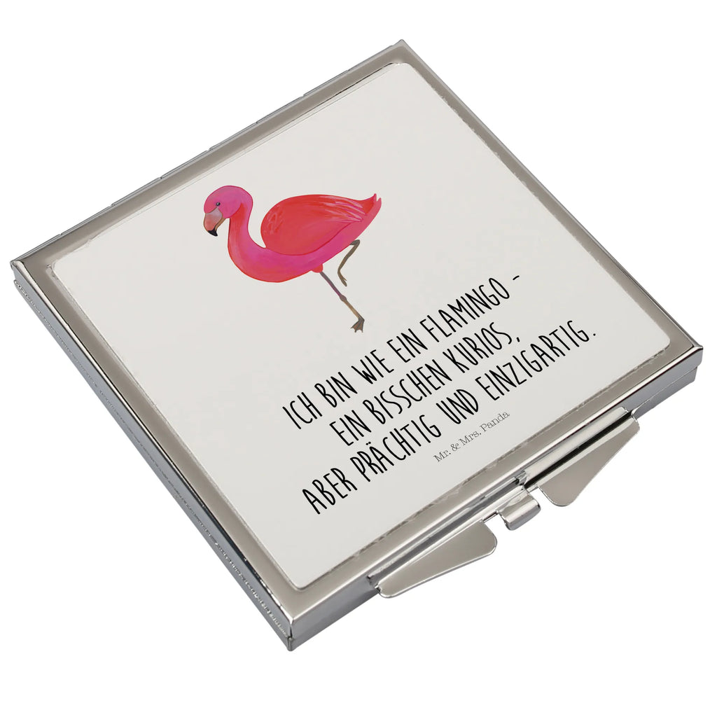 Handtaschenspiegel quadratisch Flamingo Classic Spiegel, Handtasche, Quadrat, silber, schminken, Schminkspiegel, Flamingo, Einzigartig, Selbstliebe, Stolz, ich, für mich, Spruch, Freundin, Freundinnen, Außenseiter, Sohn, Tochter, Geschwister