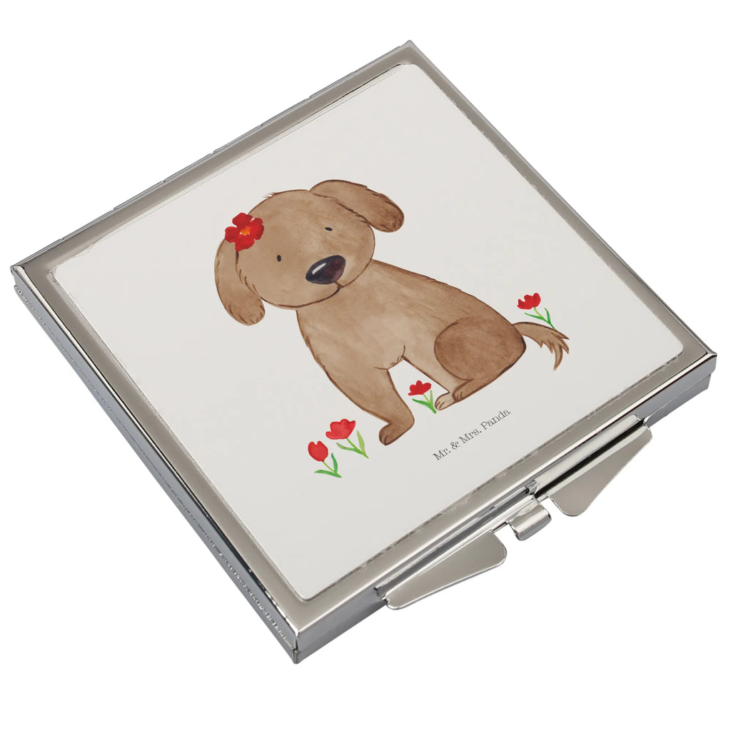 Handtaschenspiegel quadratisch Hund Dame Spiegel, Handtasche, Quadrat, silber, schminken, Schminkspiegel, Hund, Hundemotiv, Haustier, Hunderasse, Tierliebhaber, Hundebesitzer, Sprüche, Hunde, Hundeliebe, Hundeglück, Liebe, Frauchen