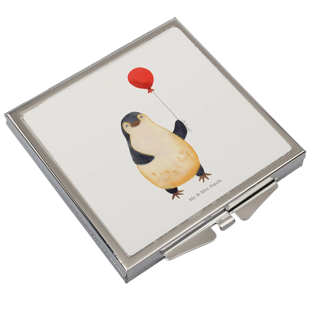 Handtaschenspiegel quadratisch Pinguin Luftballon Spiegel, Handtasche, Quadrat, silber, schminken, Schminkspiegel, Pinguin, Pinguine, Luftballon, Tagträume, Lebenslust, Geschenk Freundin, Geschenkidee, beste Freundin, Motivation, Neustart, neues Leben, Liebe, Glück