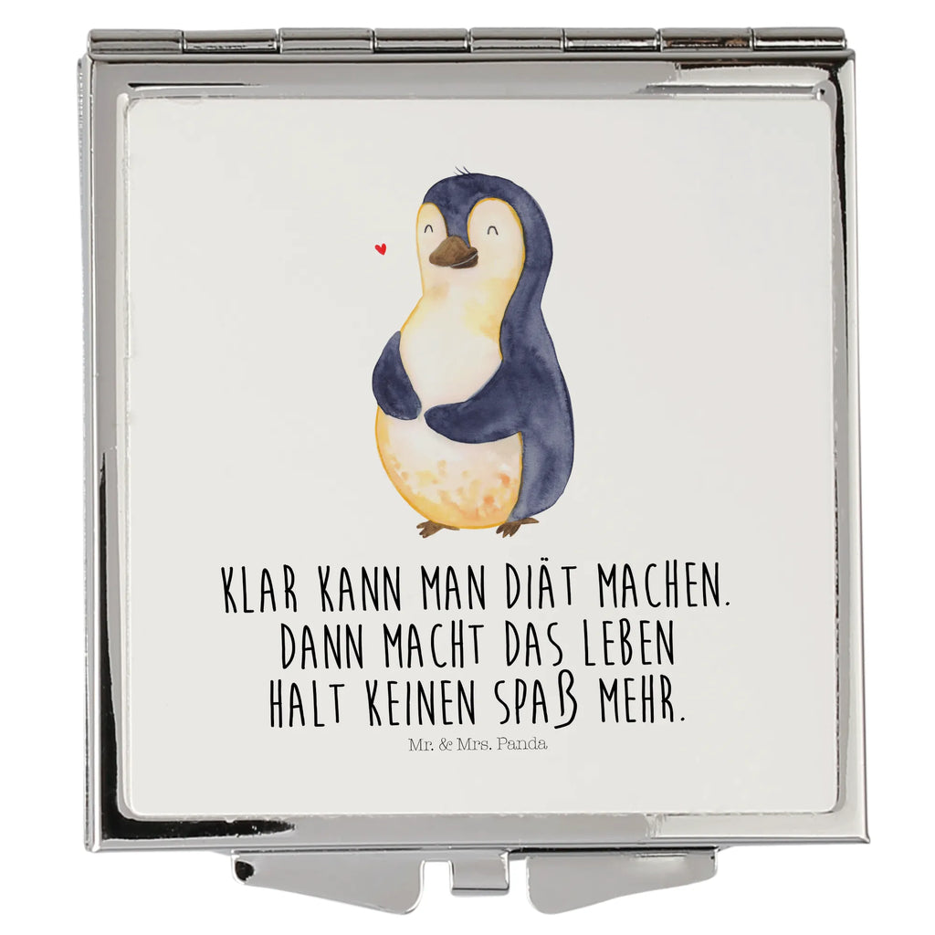 Handtaschenspiegel quadratisch Pinguin Diät Spiegel, Handtasche, Quadrat, silber, schminken, Schminkspiegel, Pinguin, Pinguine, Diät, Abnehmen, Abspecken, Gewicht, Motivation, Selbstliebe, Körperliebe, Selbstrespekt