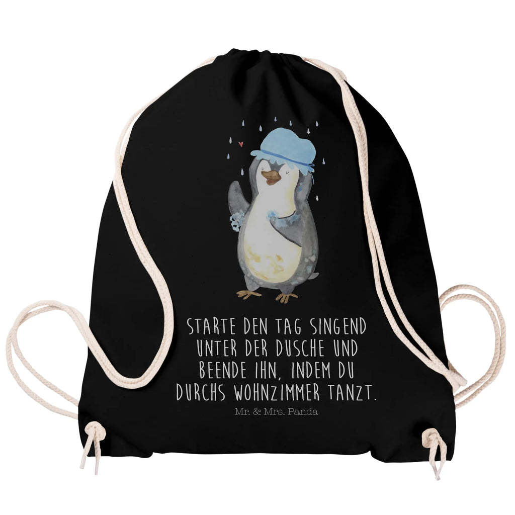 Sportbeutel Pinguin duscht Sportbeutel, Turnbeutel, Beutel, Sporttasche, Tasche, Stoffbeutel, Sportbeutel Kinder, Gymsack, Beutel Rucksack, Kleine Sporttasche, Sportzubehör, Turnbeutel Baumwolle, Pinguin, Pinguine, Dusche, duschen, Lebensmotto, Motivation, Neustart, Neuanfang, glücklich sein