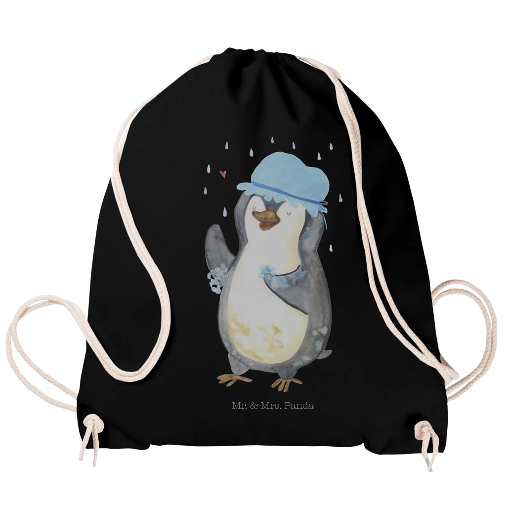 Sportbeutel Pinguin duscht Sportbeutel, Turnbeutel, Beutel, Sporttasche, Tasche, Stoffbeutel, Sportbeutel Kinder, Gymsack, Beutel Rucksack, Kleine Sporttasche, Sportzubehör, Turnbeutel Baumwolle, Pinguin, Pinguine, Dusche, duschen, Lebensmotto, Motivation, Neustart, Neuanfang, glücklich sein