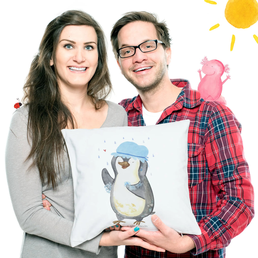 40x40 Kissen Pinguin Duschen Kissenhülle, Kopfkissen, Sofakissen, Dekokissen, Motivkissen, sofakissen, sitzkissen, Kissen, Kissenbezüge, Kissenbezug 40x40, Kissen 40x40, Kissenhülle 40x40, Zierkissen, Couchkissen, Dekokissen Sofa, Sofakissen 40x40, Dekokissen 40x40, Kopfkissen 40x40, Kissen 40x40 Waschbar, Pinguin, Pinguine, Dusche, duschen, Lebensmotto, Motivation, Neustart, Neuanfang, glücklich sein