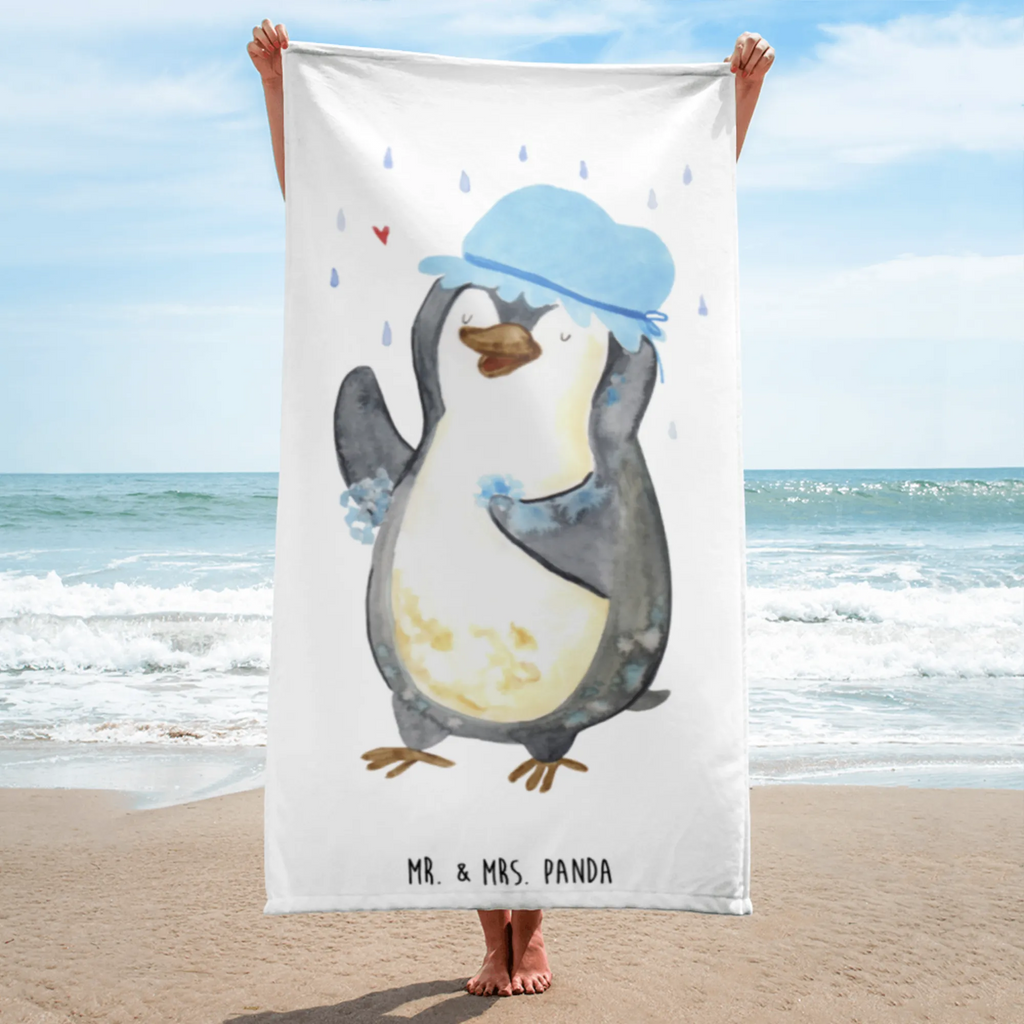 XL Badehandtuch Pinguin Duschen Handtuch, Badetuch, Duschtuch, Strandtuch, Saunatuch, Pinguin, Pinguine, Dusche, duschen, Lebensmotto, Motivation, Neustart, Neuanfang, glücklich sein