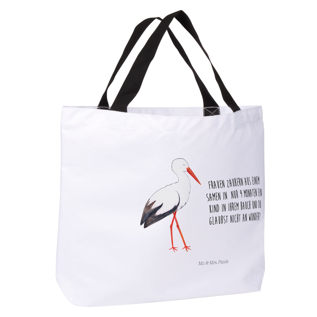 Shopper Storch Beutel, Einkaufstasche, Tasche, Strandtasche, Einkaufsbeutel, Shopper, Schultasche, Freizeittasche, Tragebeutel, Schulbeutel, Alltagstasche, Tiermotive, Gute Laune, lustige Sprüche, Tiere, Storch, Störche, Schwangerschaft, Geburt, Mutter, Mütter, Mutter werden, Schwanger, Babybauch, Baby