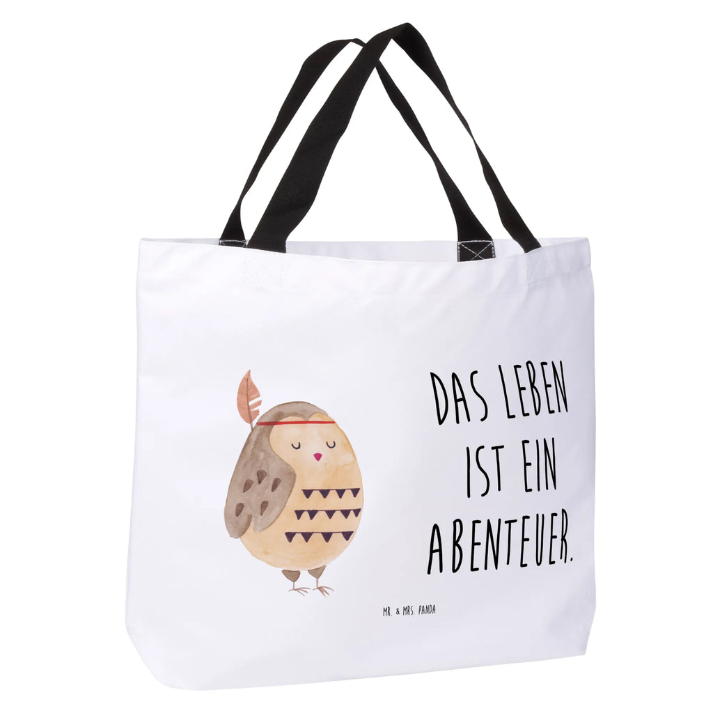 Shopper Eule Federschmuck Beutel, Einkaufstasche, Tasche, Strandtasche, Einkaufsbeutel, Shopper, Schultasche, Freizeittasche, Tragebeutel, Schulbeutel, Alltagstasche, Eule, Eule Deko, Owl, Das Leben ist ein Abenteuer, Reisespruch, Federschmuck, Dekoration