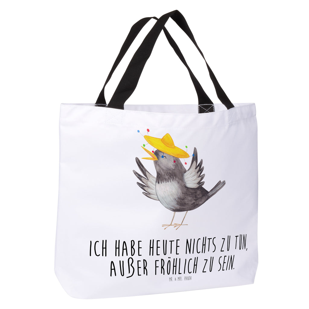 Shopper Rabe mit Sombrero Beutel, Einkaufstasche, Tasche, Strandtasche, Einkaufsbeutel, Shopper, Schultasche, Freizeittasche, Tragebeutel, Schulbeutel, Alltagstasche, Tiermotive, Gute Laune, lustige Sprüche, Tiere, Rabe, Vogel, Vögel, Spruch positiv, fröhlich sein, glücklich sein, Glück Spruch, froh, Elster, Motivation