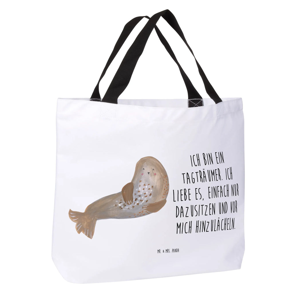 Shopper Robbe lachend Beutel, Einkaufstasche, Tasche, Strandtasche, Einkaufsbeutel, Shopper, Schultasche, Freizeittasche, Tragebeutel, Schulbeutel, Alltagstasche, Tiermotive, Gute Laune, lustige Sprüche, Tiere, Robbe, Robben, Seehund, Strand, Meerestier, Ostsee, Nordsee